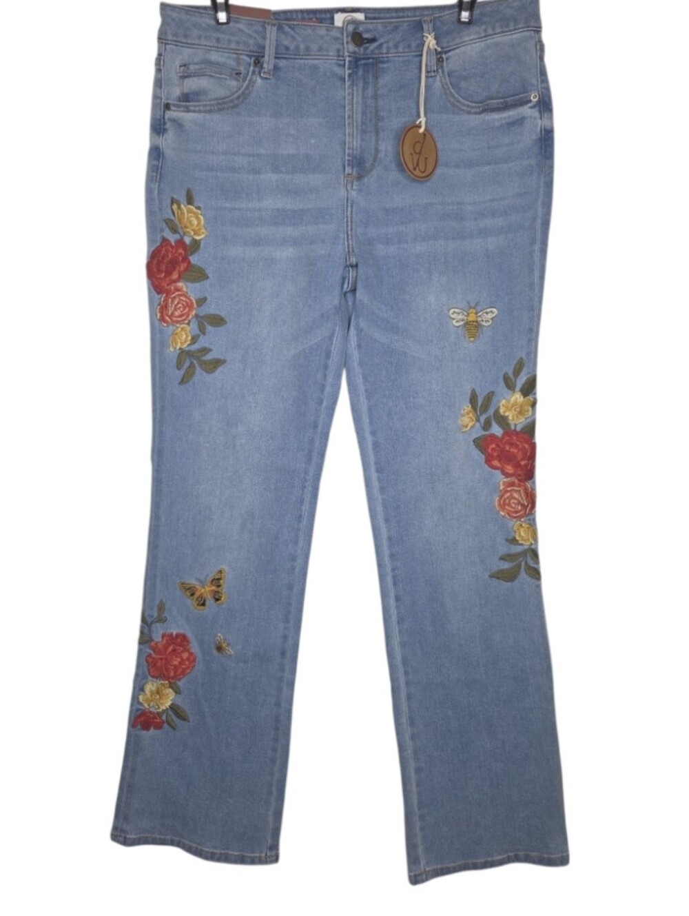 Driftwood Kylee Butterflies Bees Roses High Rise Bootcut Denim Jeans 10 NWT